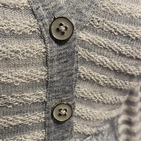 Anthropologie Moth Hoodie Cardigan S Terry Cloth Gray Stripe Belted Y2K - Picture 2 of 6